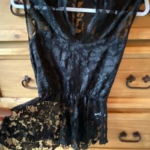 Black floral lace blouse
